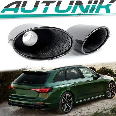 60mm Inlet Exhaust Tips Black Replace for Audi A3 A4 A5 A6 A7 Upgrade to RS4 RS5 - Изображение 1 из 4