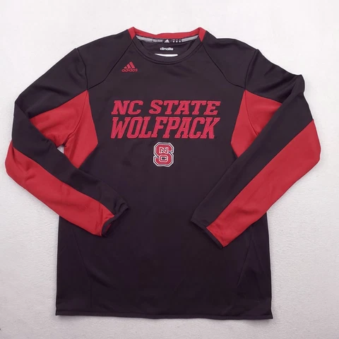 Adidas NC State WolfPack Shirt Men Sz M Black Red Climalite Long Sleeve Pullover Cover