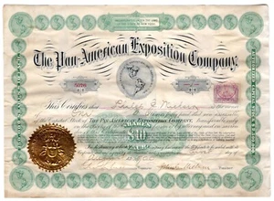 1901 Pan American Exposition Bomar B01-20 CV$450 Stock Certificate - Picture 1 of 2