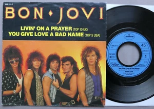 Bon Jovi – Livin' On A Prayer / You Give Love A Bad Name 7" Mercury Germany EX - Picture 1 of 5