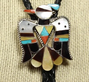 Thunderbird Bolo tie Emerging Phoenix bird B & C Shack Zuni Sterling - Picture 1 of 8