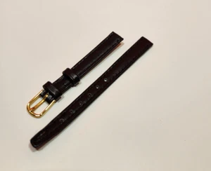 Hadley Roma Leather Watch Band 10mm Regular Length Color Black Gold Tone Buckle - Picture 1 of 8