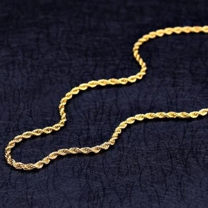 Collana Catena Corda Torta - Colore Oro Acciaio Titanio Unisex Gioielli Moda - Foto 1 di 6