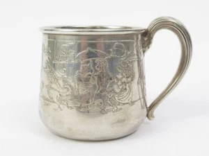 1920s Antique Gorham Sterling Silver Large Child Baby Cup Nursery Circus Animals - Picture 1 of 9