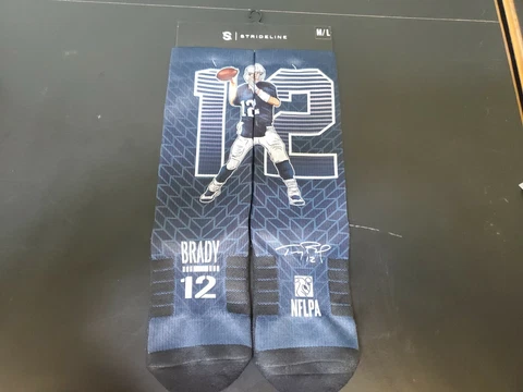 Strideline NFL Tom Brady New England Patriots Premium Crew Socks Mens M/L NEW Cover