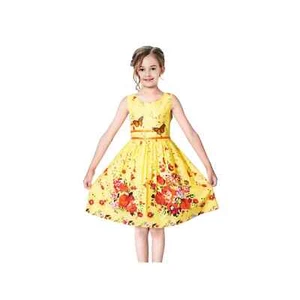 Girls Dress Cotton Rose Flower Double Butterfly Sunny Fashion Size 7/8 - Picture 1 of 7