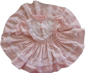 Vintage 1980s Marthas Miniatures Full Circle Pink Dress Girls 3T Lacy Easter USA - Picture 1 of 8