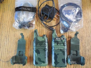 2 Camo Retevis RT22 Two Way Radio Walkie Talkie w/Earpieces Belt Clips Charger - Picture 1 of 3