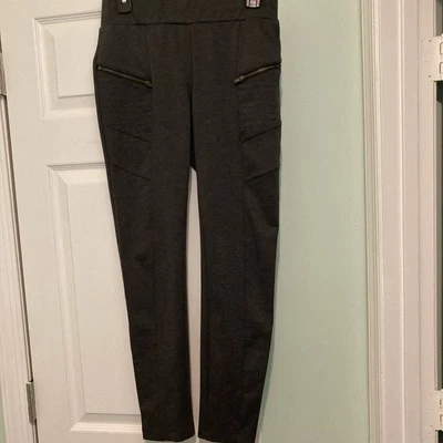 A. Byer Mid Rise Elastic Waistline Straight Leg Legging/Pants Gray Zip Size M - Image 1 of 4