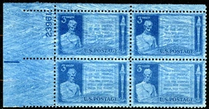 EFO 978 VERY HEAVY OVERINKING ON THIS BLUE LINCOLN PLATE BLK4 - Picture 1 of 1