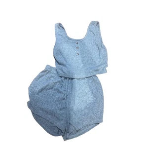 Damen Pyjama Set klein blau gerippt Preloved - Bild 1 von 1