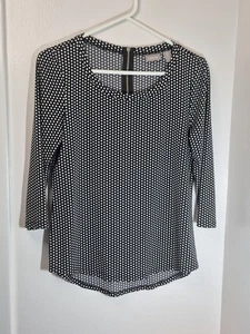 Chico’s schwarz & weiß Damen 3/4 Ärmel gepunktet Stretch Top Größe 0 - Bild 1 von 9