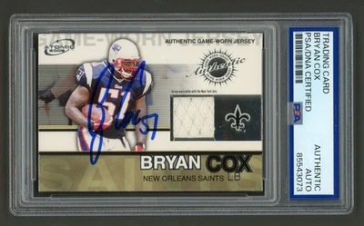 Bryan Cox Signed 2002 Pacific Atomic Game-Worn Jerseys Card #59 (PSA) Saints - Image 1 of 2