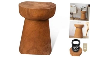 Wood Tree Stump Stool, 15" Wooden Stump End Table, Round Tree Stump Table, - Picture 1 of 7
