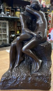 Vintage Auguste Rodin "The Kiss" Bronze Ceramic Statue by Esco Products - Picture 1 of 13