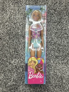 Mattel Barbie 11 Zoll Puppe blonde Haare, rosa & blaue Blumen Badeanzug - Bild 1 von 6