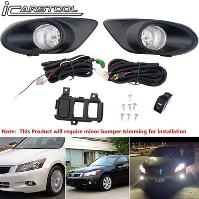 Комплект противотуманных фар для 2008 2009 2010 Honda Accord седан 4DR с переключателем ободков проводов - Изображение 1 из 4
