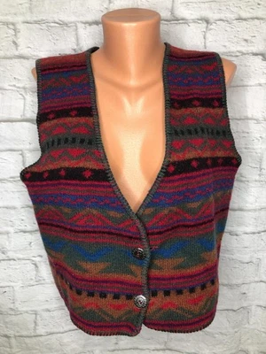 Chaleco Vintage Lana Reversible Azteca 2 Botones Delantero Western *leer descripción Foto 1 de 3