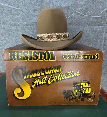 Sombrero de diligencia Resistol de colección 7 1/8 fieltro de piel autoconfundible Hogan’s Durango CO+Caja Foto 1 de 4