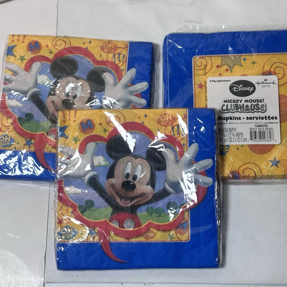 3 paquetes de 48 servilletas de papel para fiesta Disney Mickey Mouse Clubhouse 2 capas cuadradas Foto 1 de 2
