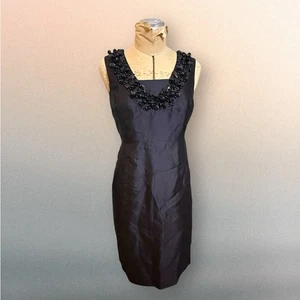 Tory Burch black 100% silk dress with beaded neckline size 8 women's - Picture 1 of 4