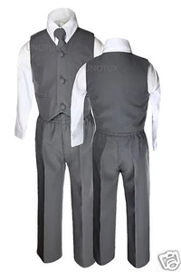 Baby Boys Toddler Wedding Formal Party Vest Set Dark Gray Grey Suits S-20 - Picture 1 of 4