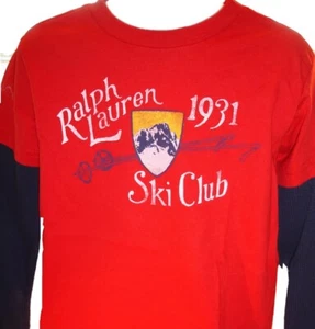  Boys POLO RALPH LAUREN Red & Navy LS Layered Look Knit Shirt Sz 4 NWT - Picture 1 of 6