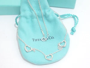 Tiffany & Co. Sterling Silver Triple Open Heart Necklace 16" #2 - Picture 1 of 7