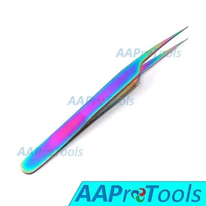 Stainless Steel Multi Rainbow Color 3D Eyelash Extension Tweezers Pro Straight - Picture 1 of 3