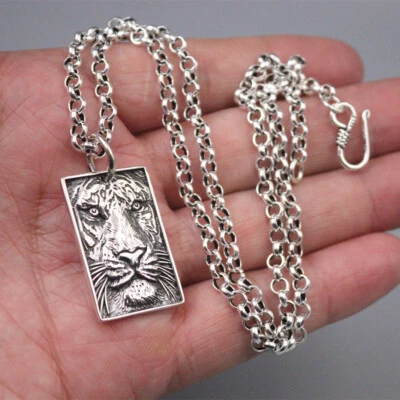Pingente de prata esterlina chinês S925 Fengshui besta de tigre moda masculino feminino - Imagem 1 de 4