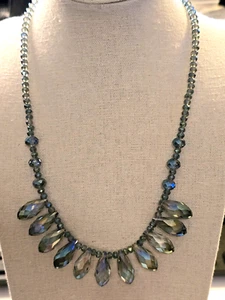 BLUE CRYSTAL BEADED NEKLACE BY 1946 - Picture 1 of 7