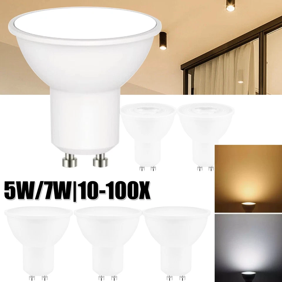 10/100x GU10 LED Birne Leuchtmittel Strahler Kaltweiß Warmweiß Glühbirne 5W 7W - Bild 1 von 4