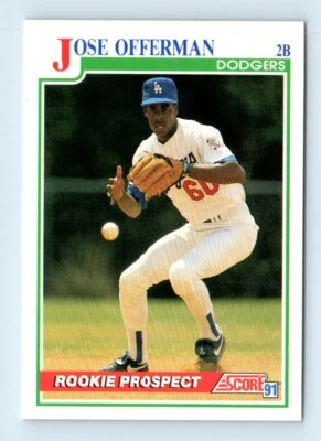1991 Score Jose Offerman Los Angeles Dodgers #343 - Image 1 of 2