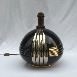 Black & Gold Bulbous Italian Ceramic Lamp Vintage 1980s Modernist Space Age - Picture 1 of 8