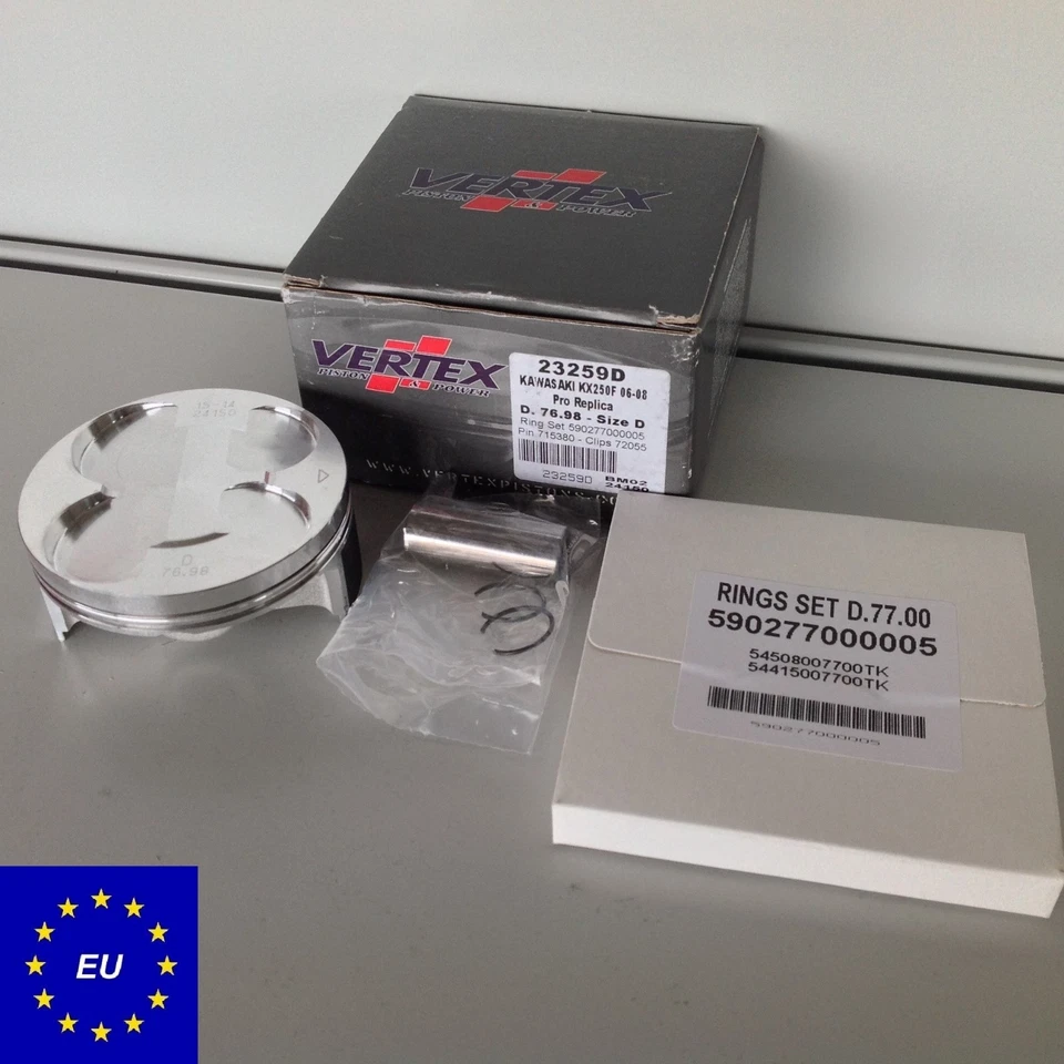 KIT PISTÓN VERTEX 2006 - 2009 KAWASAKI KX250F KXE250F 76,98mm TAMAÑO ESTÁNDAR Foto 1 de 1