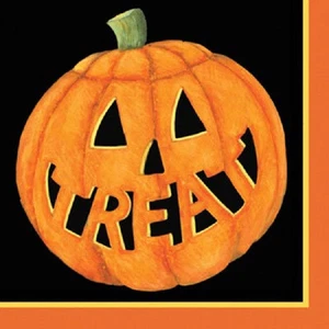 Halloween calabaza sonrisas papel postre bebida servilletas 18 quilates - Imagen 1 de 1