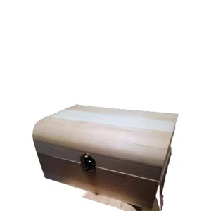 Wooden Treasure Chest Box 14"×11"×6" DIY Craft Storage Box DIY Supplies Paint Lg - Picture 1 of 6