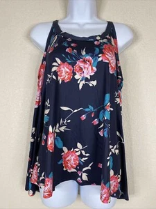 Tickled Teal Damen Größe M Blau Blumen Swing Bluse Ärmellos - Bild 1 von 5