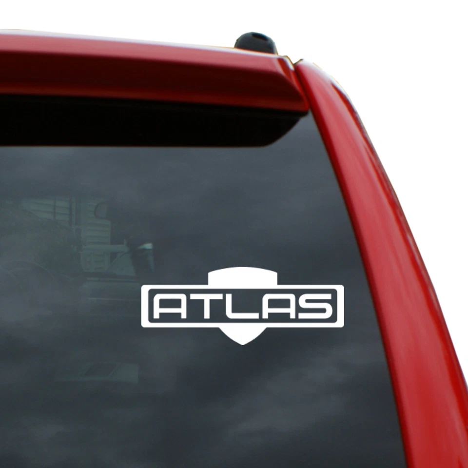 Atlas Vinyl Decal Sticker | Color: White | 5" x 1.9" | Qty: 2 - Image 1 of 1