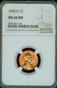 1958-D Lincoln cent Graded MS66 RD by NGC 