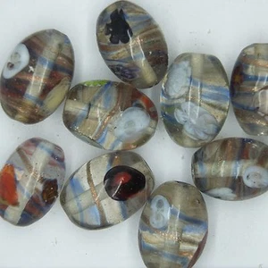Glass Beads Clear Multi Transparent Oval 12x18mm. Pack of 10. Made in India. - Picture 1 of 2