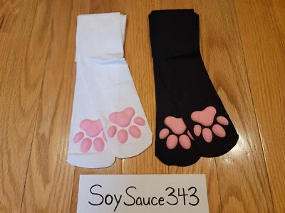 WOMEN'S CAT PAW PAD BOTTOM 3D COSPLAY SOCKS KAWAII CUTE THIGH HIGH STOCKINGS - Image 1 of 4