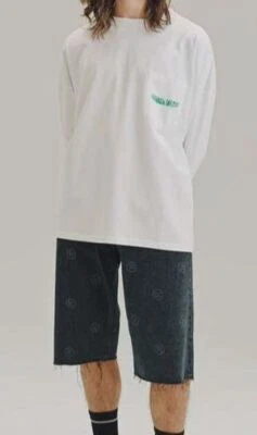 $275 Martine Rose Mens White Long-Sleeve Crewneck Oversized Pocket T-Shirt Sz M - Image 1 of 2