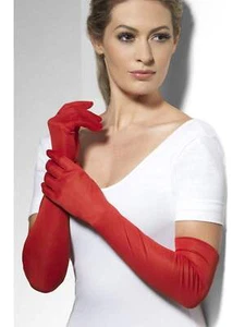 Adult Ladies Red Long Gloves Sheer Desires Hosiery Smiffys Costume Accessory - Picture 1 of 2