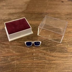 Vintage 80s White Gold Bolle' Sunglasses PIN with case The Clivedon Collection  - Picture 1 of 5
