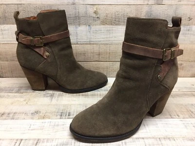 Ivanka Trump Itfolli Marrón Gamuza Hebilla Correas Cremallera Lateral Botines Para Mujer 8.5 Foto 1 de 4