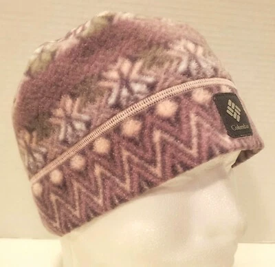 Columbia Fleece Beanie Hat Youth Size L Pink Gray - Image 1 of 4