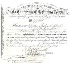 Rare certificat de stock minier d'or 1853 pour spéculer les Britanniques.  Arnaque ?