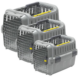 Pet Transporter Cat Dog Sturdy Carrier Crate Two-Door Travel Basket Box 3 Sizes