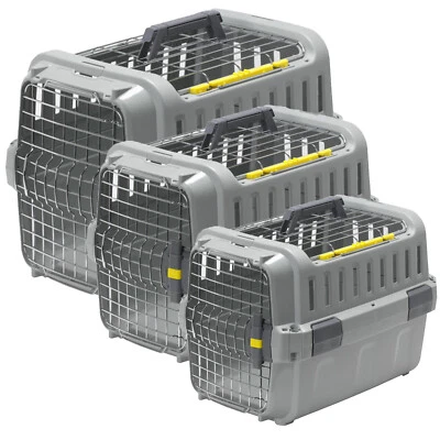 Pet Transporter Cat Dog Sturdy Carrier Crate Two-Door Travel Basket Box 3 Sizes - Image 1 of 4